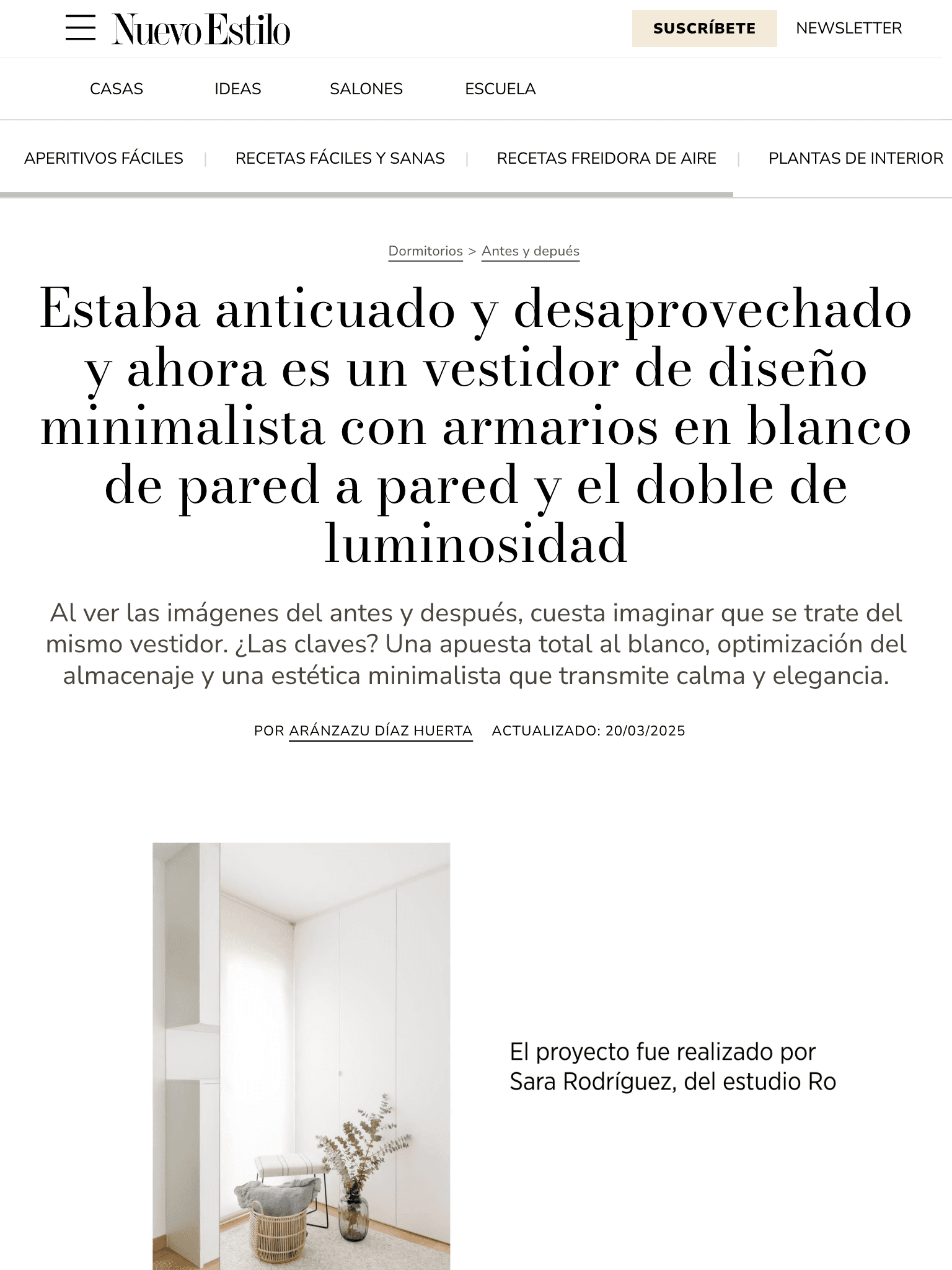 Estaba anticuado y desaprovechado y ahora es un vestidor de diseño minimalista con armarios en blanco de pared a pared y el doble de luminosidad